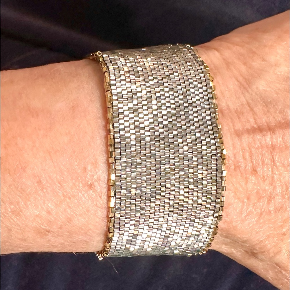 New 925 Silver Beaded & Gray Beaded Bracelet, w/Swarovski Crystals, Excel Cond